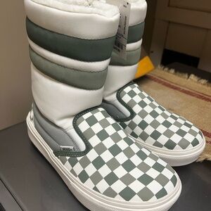 Vans Green and White Checkered Boots